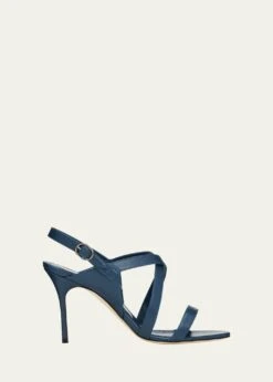 Manolo Blahnik SINGANU LEATHER CRISSCROSS SANDALS