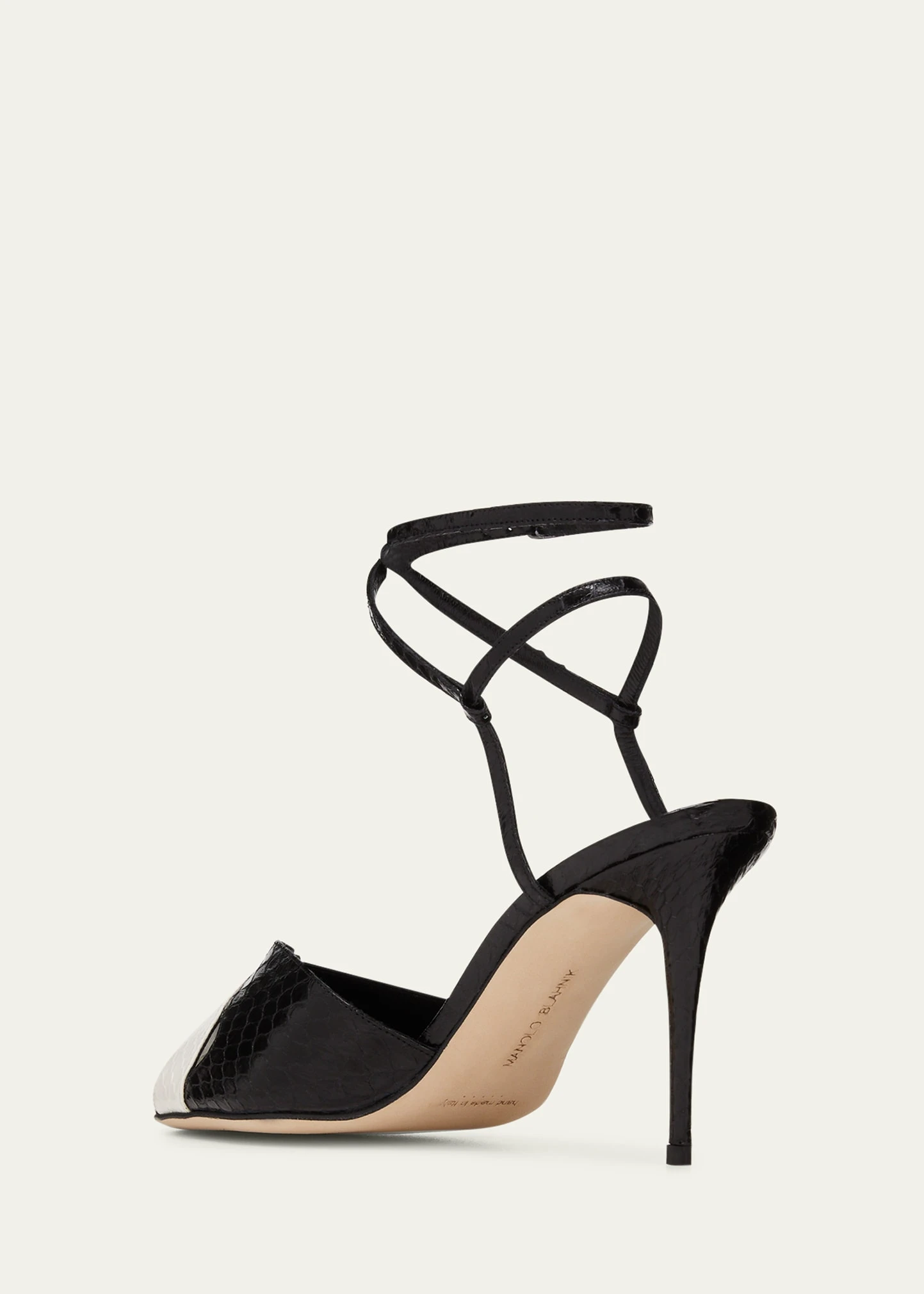 Manolo Blahnik MUMBI BICOLOR SNAKESKIN ANKLE-STRAP SANDALS 4 Manolo Blahnik MUMBI BICOLOR SNAKESKIN ANKLE-STRAP SANDALS - Image 4