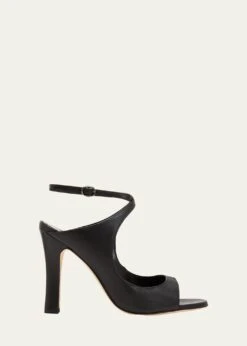 Manolo Blahnik ARD LEATHER CRISSCROSS SANDALS