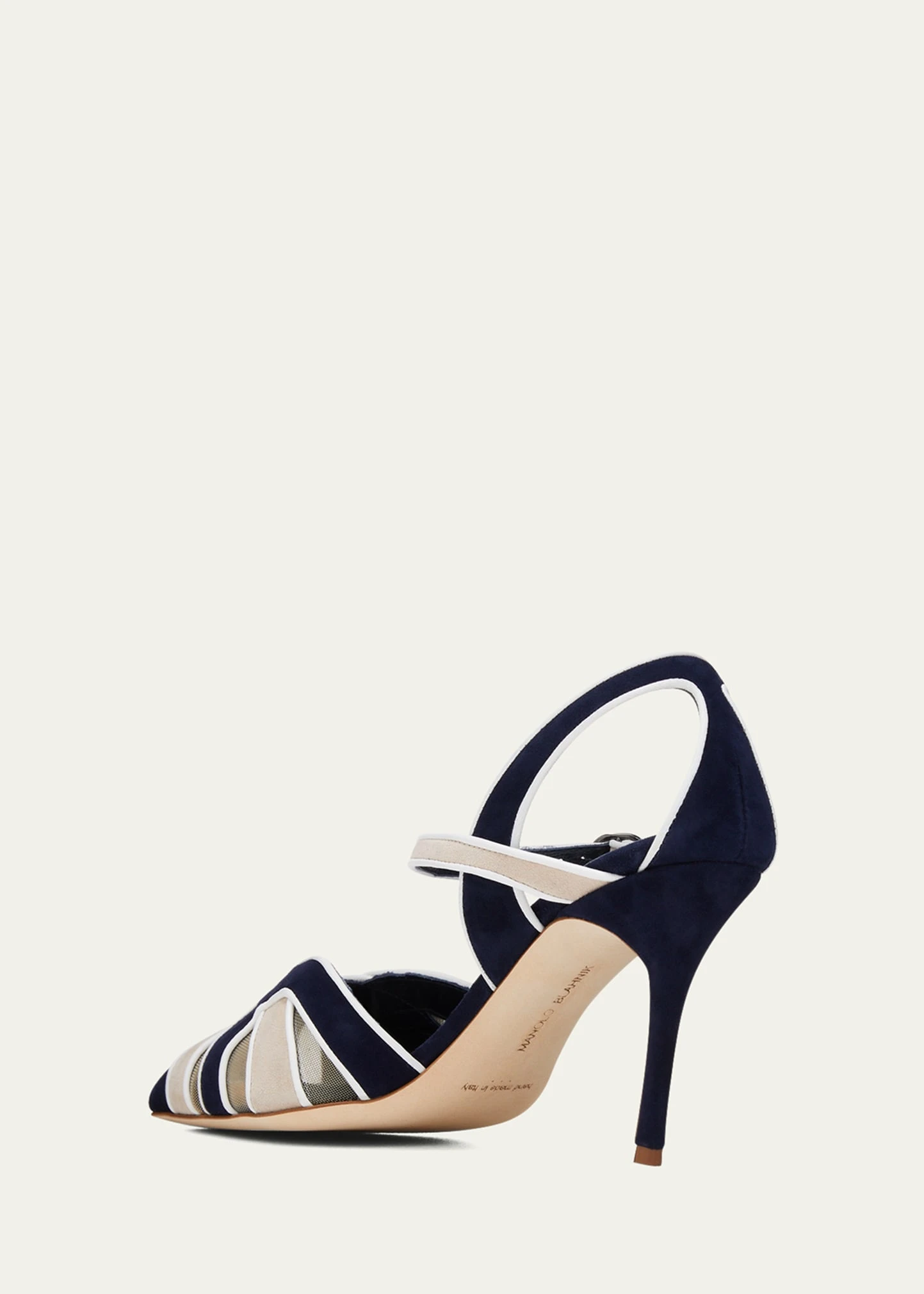 Manolo Blahnik AMR TRICOLORED SUEDE ANKLE-STRAP PUMPS 4 Manolo Blahnik AMR TRICOLORED SUEDE ANKLE-STRAP PUMPS - Image 4