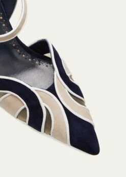 Manolo Blahnik AMR TRICOLORED SUEDE ANKLE-STRAP PUMPS 7 Manolo Blahnik AMR TRICOLORED SUEDE ANKLE-STRAP PUMPS -Manolo Blahnik bg 4456943 100391 z