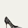 Manolo Blahnik FIORATA EMBROIDERED LINEN PUMPS