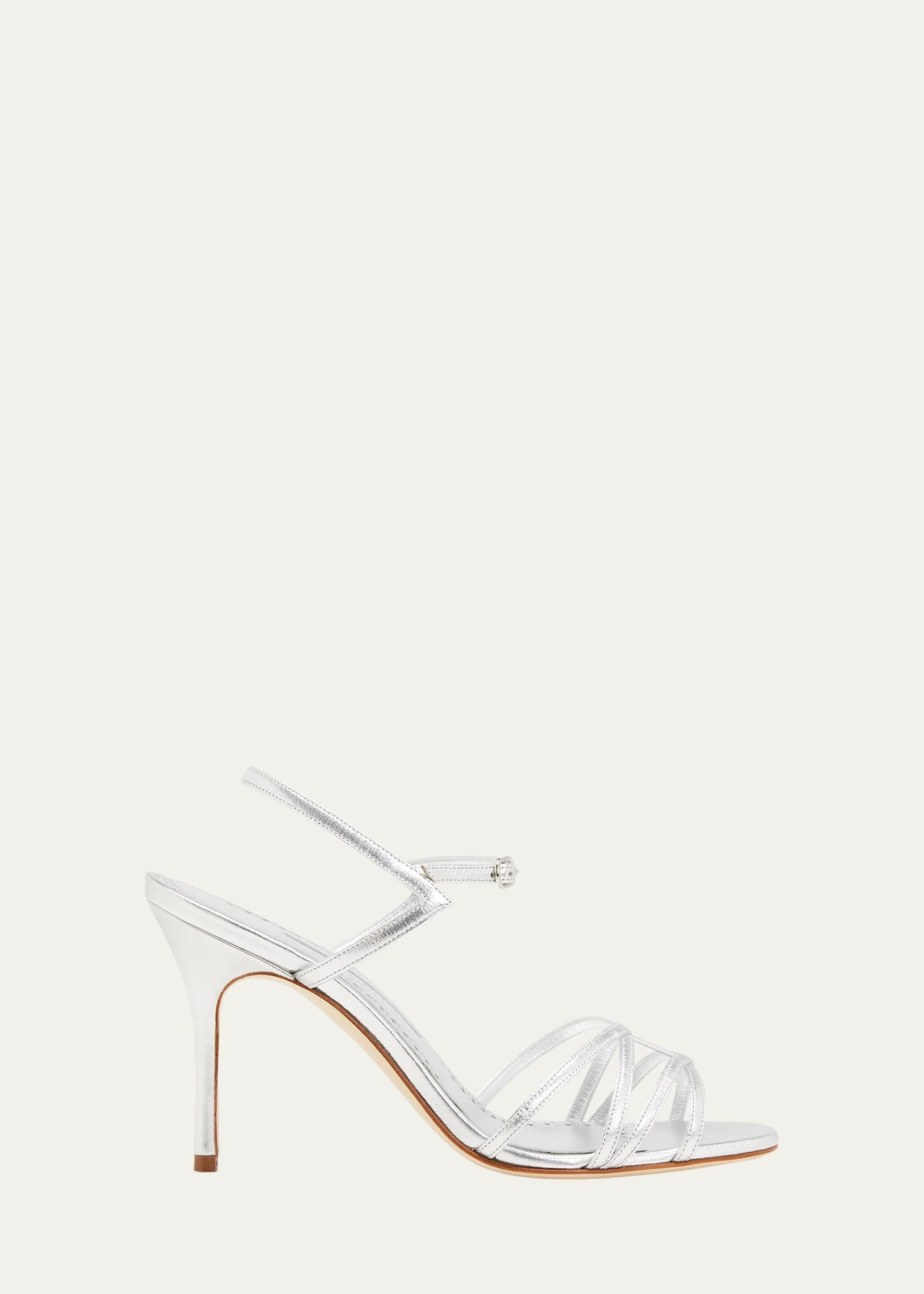 Manolo Blahnik SOLISA METALLIC ANKLE-STRAP SANDALS 1 Manolo Blahnik SOLISA METALLIC ANKLE-STRAP SANDALS