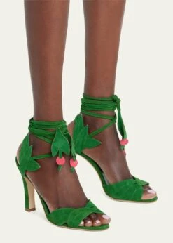 Manolo Blahnik OSSIE SUEDE PETAL ANKLE-TIE SANDALS 14 Manolo Blahnik OSSIE SUEDE PETAL ANKLE-TIE SANDALS -Manolo Blahnik bg 4456951 100337 a 1