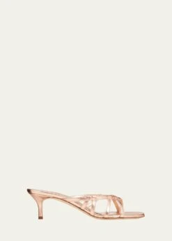 Manolo Blahnik SOLIMASO METALLIC THONG MULE SANDALS