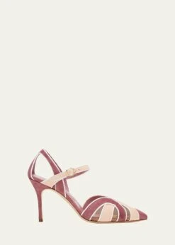 Manolo Blahnik AMR BICOLOR SUEDE CLOSED-TOE SANDALS