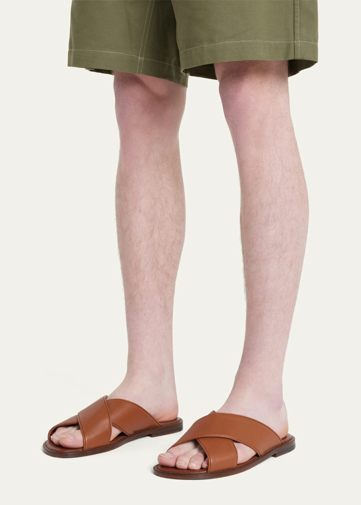 Manolo Blahnik MEN'S CRISSCROSS LEATHER SANDALS 2 Manolo Blahnik MEN'S CRISSCROSS LEATHER SANDALS - Image 2