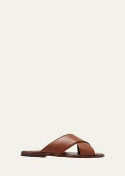 Manolo Blahnik MEN'S CRISSCROSS LEATHER SANDALS