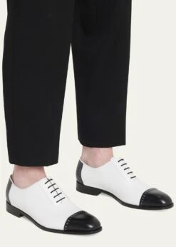 Manolo Blahnik MEN'S CAP TOE BICOLOR LEATHER OXFORDS 14 Manolo Blahnik MEN'S CAP TOE BICOLOR LEATHER OXFORDS -Manolo Blahnik bg 4488985 100188 a 1