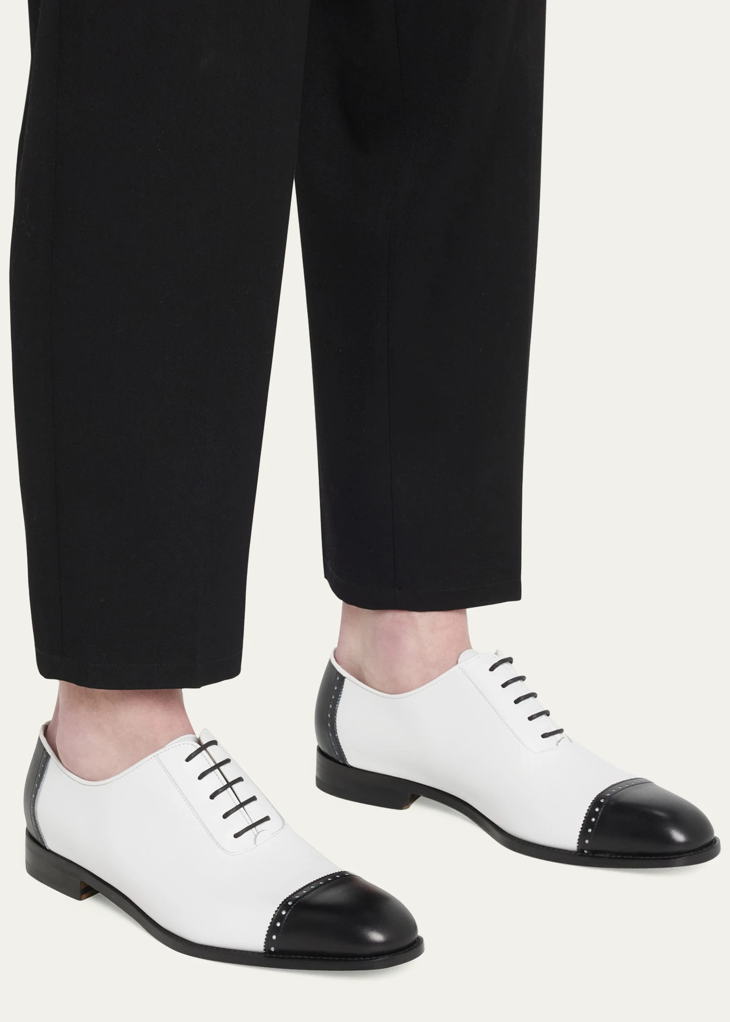 Manolo Blahnik MEN'S CAP TOE BICOLOR LEATHER OXFORDS 6 Manolo Blahnik MEN'S CAP TOE BICOLOR LEATHER OXFORDS - Image 6