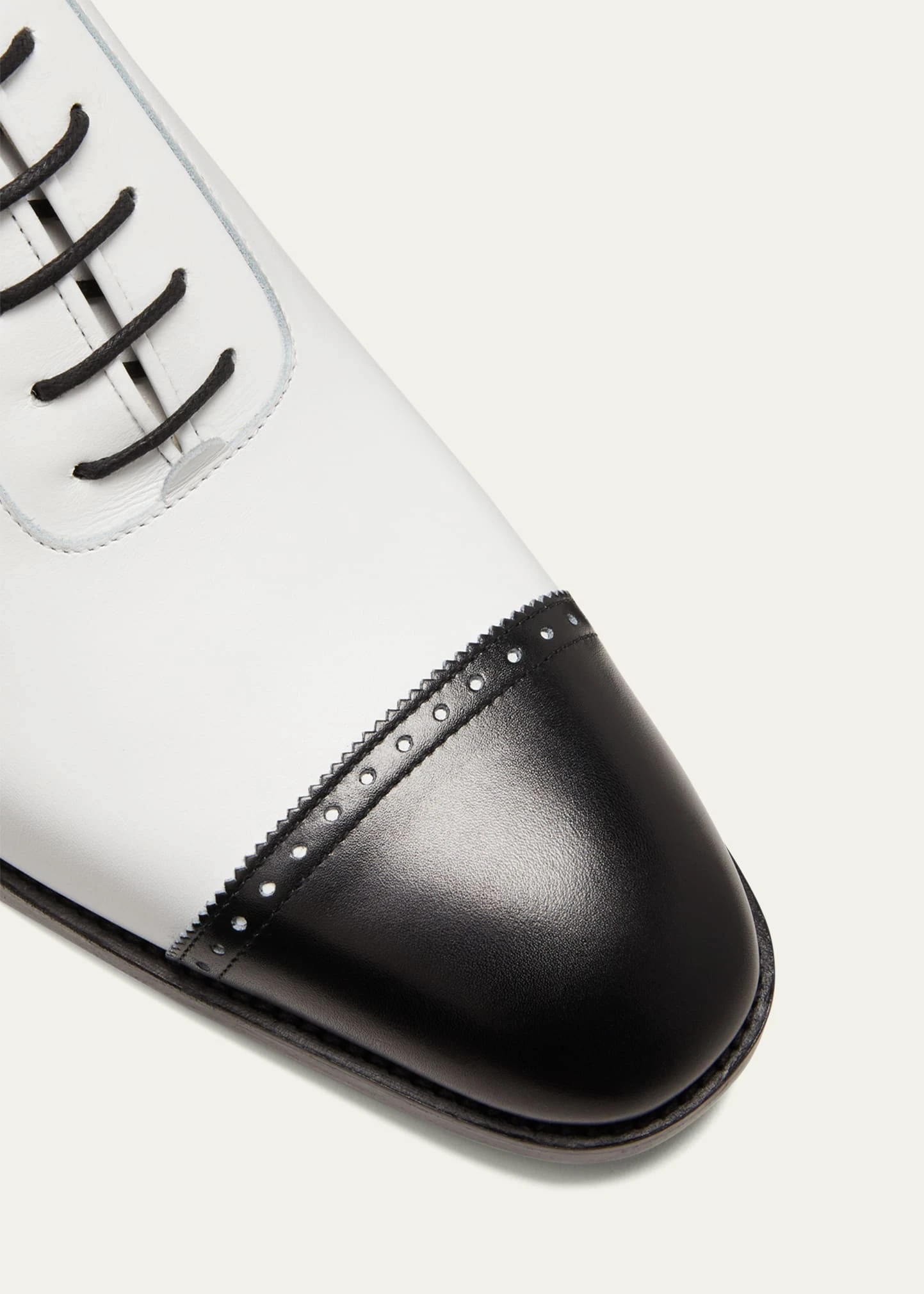 Manolo Blahnik MEN'S CAP TOE BICOLOR LEATHER OXFORDS 9 Manolo Blahnik MEN'S CAP TOE BICOLOR LEATHER OXFORDS - Image 9